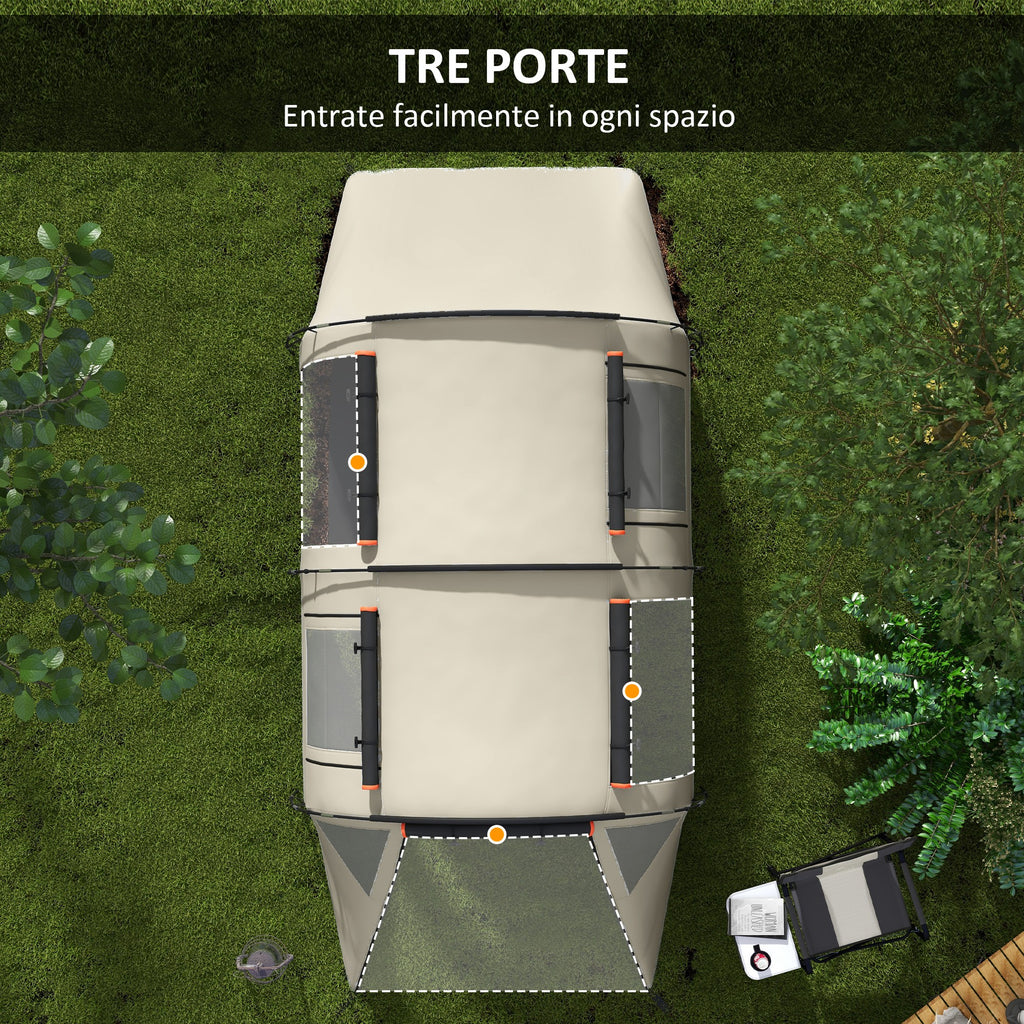 4-5 Person Camping Tent with Blackout Canopy, Waterproof with Carry Bag, Khaki