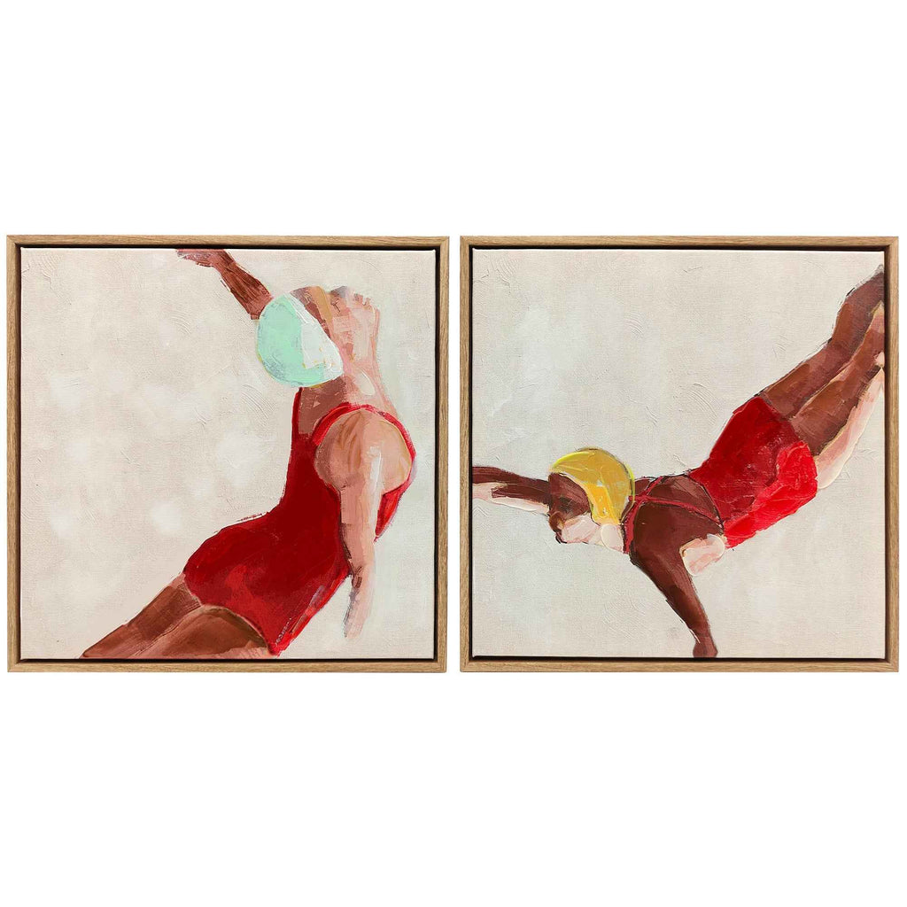 HOMCOM Set of 2 Modern Canvas Prints, Wall Art with Hooks Included, 40x40 cm