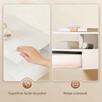 HOMCOM Set of 2 Floating Bedside Tables with Drawer and Open Shelf, 35x32x22.5 cm, White