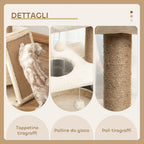 Cat Tree with Cat Bed, Kennel and Mat, Made of Wood, Plush and Sisal, 60x30x76 cm, Light Brown