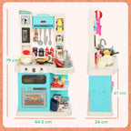Toy Kitchen for Children 3-6 Years with 92 Accessories, in PP, PE and ABS, 44.5x24x79 cm, Green
