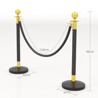 Stainless Steel Path Markers with 1.5 m Black Velvety Rope and Fillable Base, Ø32x96 cm