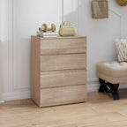 HOMCOM 4-Drawer Wooden Chest of Drawers with Metal Rails and Grooved Handles, 60x40x80 cm, Beech Color