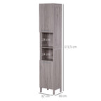 Kleankin Bathroom column in MDF with 2 lockers and 2 open shelves, 30x32x172.5 cm, wooden color - Borgè