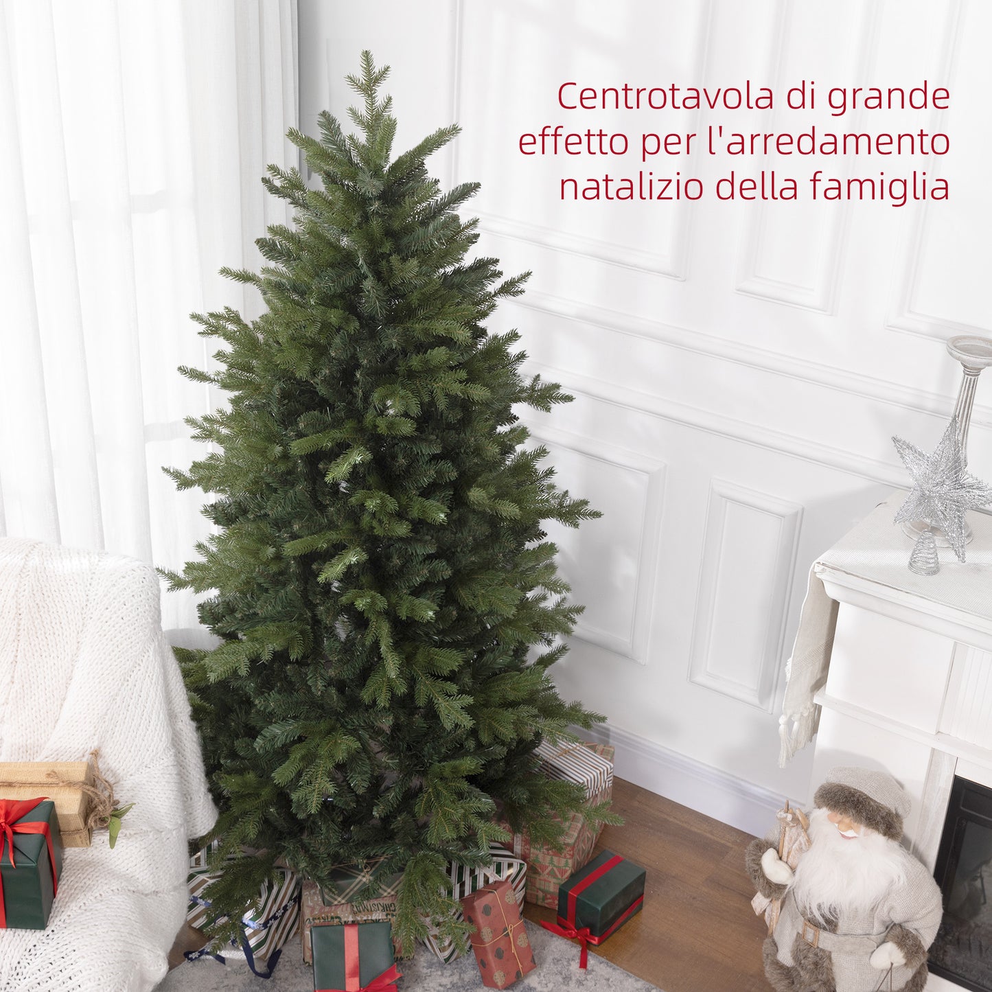 Artificial Christmas Tree 180cm with 1821 Branches and Metal Base, Green