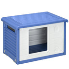 PawHut Outdoor Dog Kennel for Small Dogs in PE with Entrance and 2 Side Air Vents, 60x42x40 cm, Blue and White