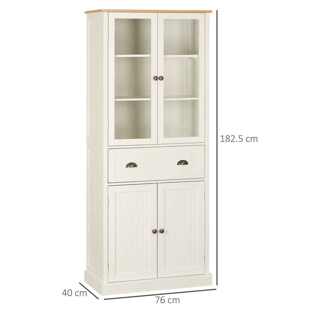 Homcom Mobile 5 -level pantry with central drawer in MDF and chipboard, 76x40x182.5 cm, cream white - Borgè