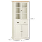Homcom Mobile 5 -level pantry with central drawer in MDF and chipboard, 76x40x182.5 cm, cream white - Borgè