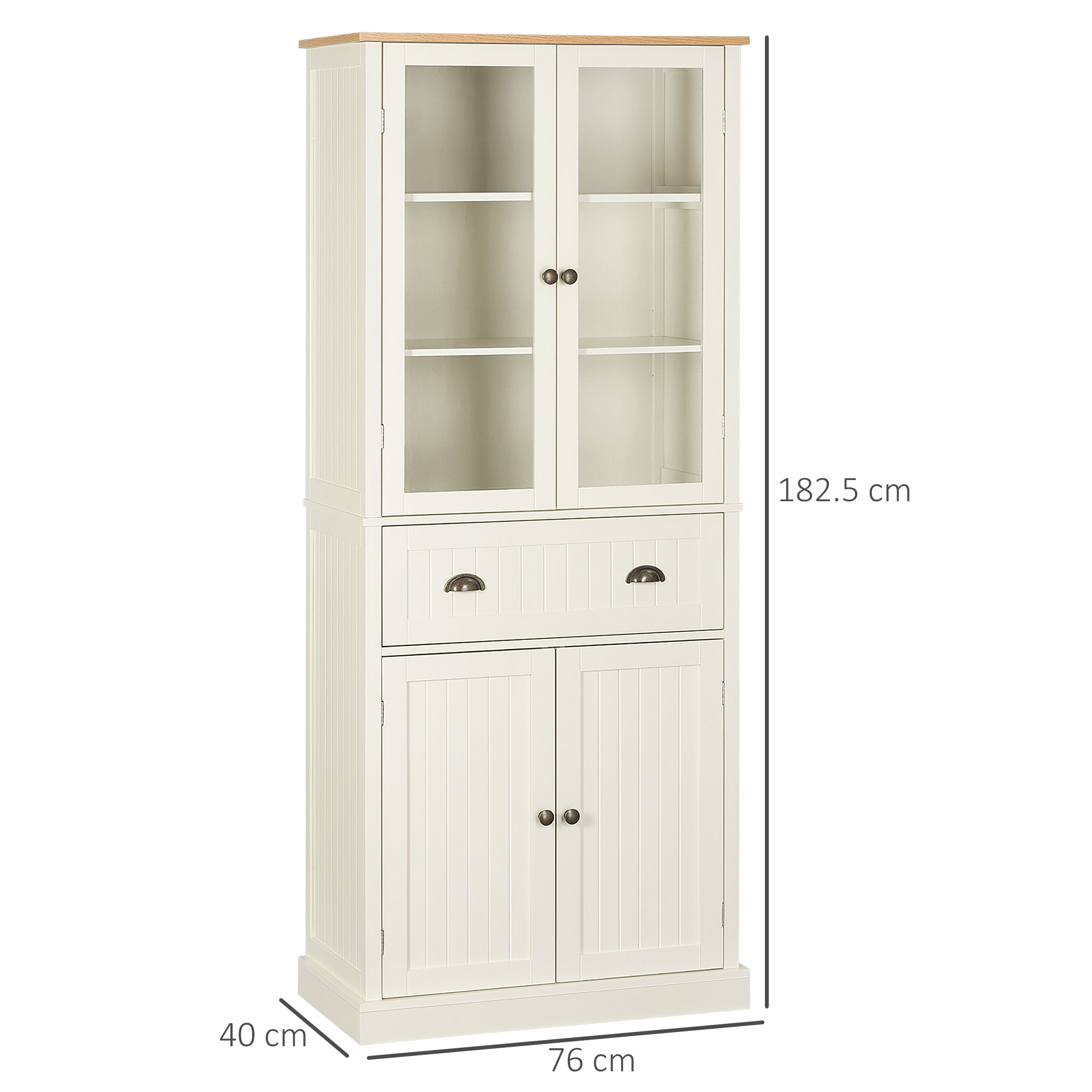 Homcom Mobile 5 -level pantry with central drawer in MDF and chipboard, 76x40x182.5 cm, cream white - Borgè