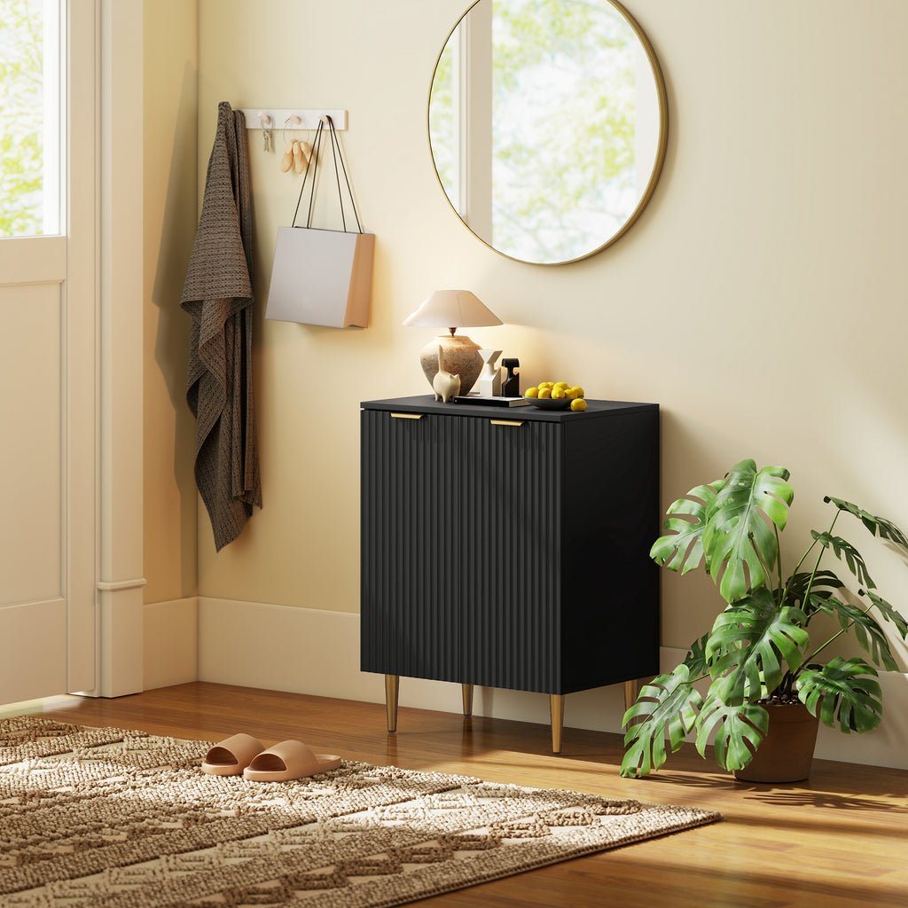 HOMCOM Modern Sideboard with 2 Doors and Adjustable Shelf, Buffet Cabinet for Kitchen and Living Room with Metal Legs, Black