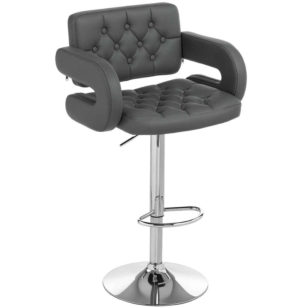 HOMCOM Adjustable Bar Stool, Extra Large Swivel PU Leather Seat, Grey