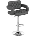 HOMCOM Adjustable Bar Stool, Extra Large Swivel PU Leather Seat, Grey