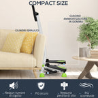 Stepper with Handlebar, Non-Slip Pedals and LCD Monitor, in Steel and ABS, 55x44x108 cm, White Black and Green