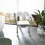 3-in-1 Shower Chair with Backrest and Armrests, Adjustable Height and Non-Slip Feet, White