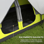 Outsunny 4-person Camping Tent with 2 Separate Spaces, in Polyester and Fiberglass, 450x215Px180 cm, Green - Borgè