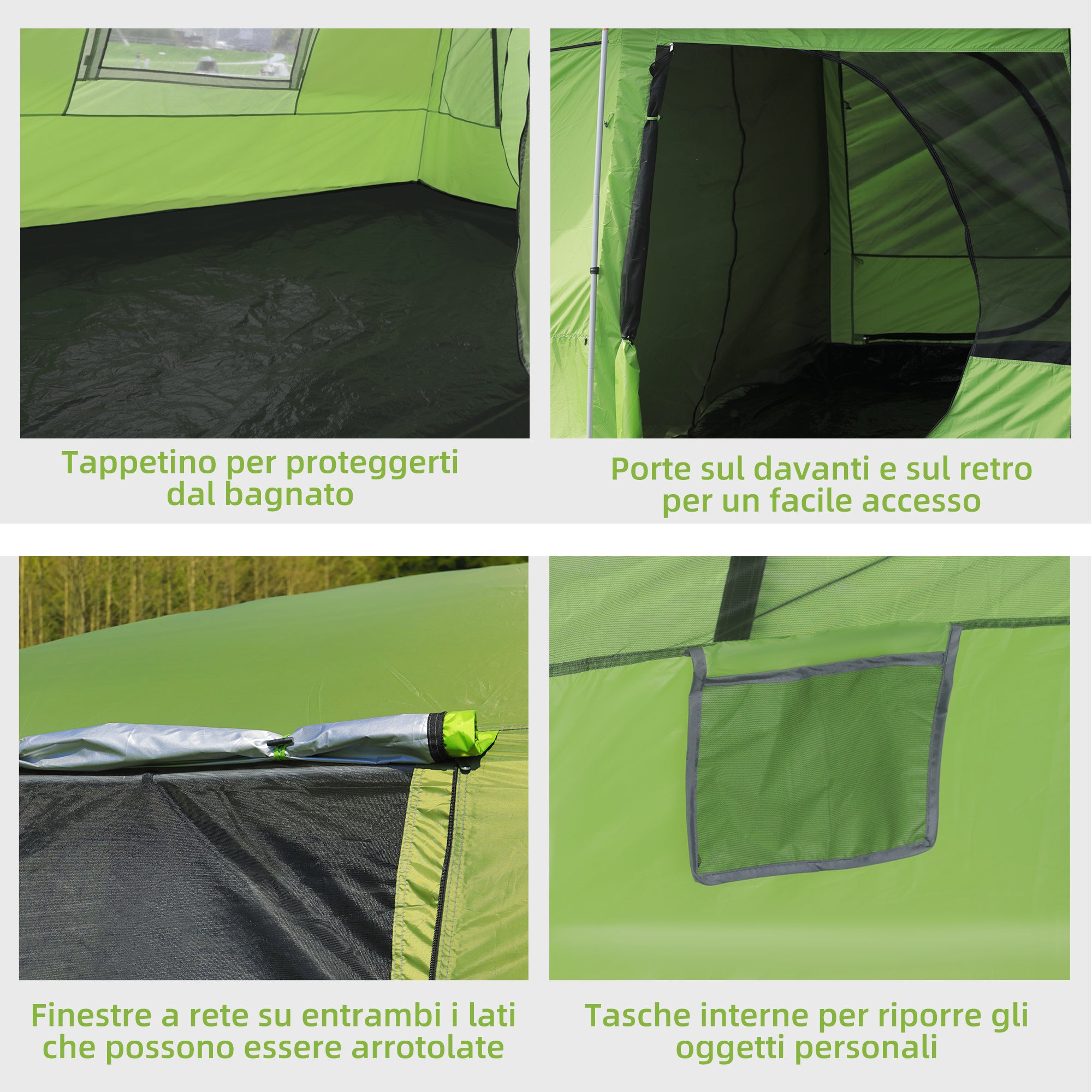 Camping Tent with Veranda, Family Tent for 8 People, Polyester, 405x305x225cm