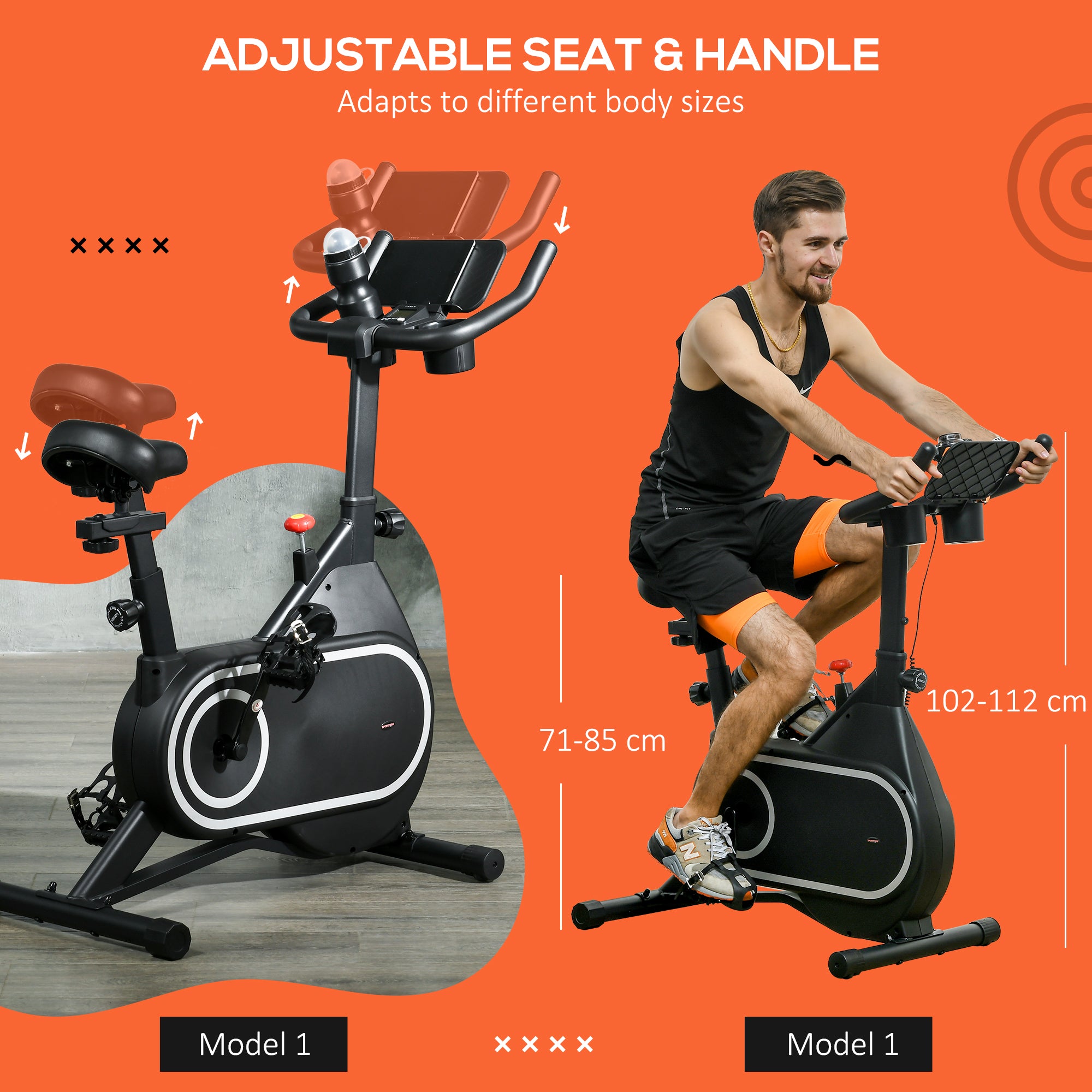 SportNow magnetic bike with 4kg flywheel, adjustable handlebar and saddle, 8 resistance levels - Borgè