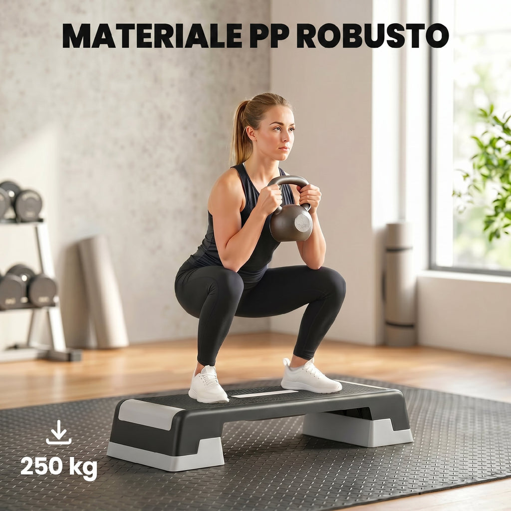 SPORTNOW Adjustable Aerobic Stepper, Height 15/20/25 cm with Supports