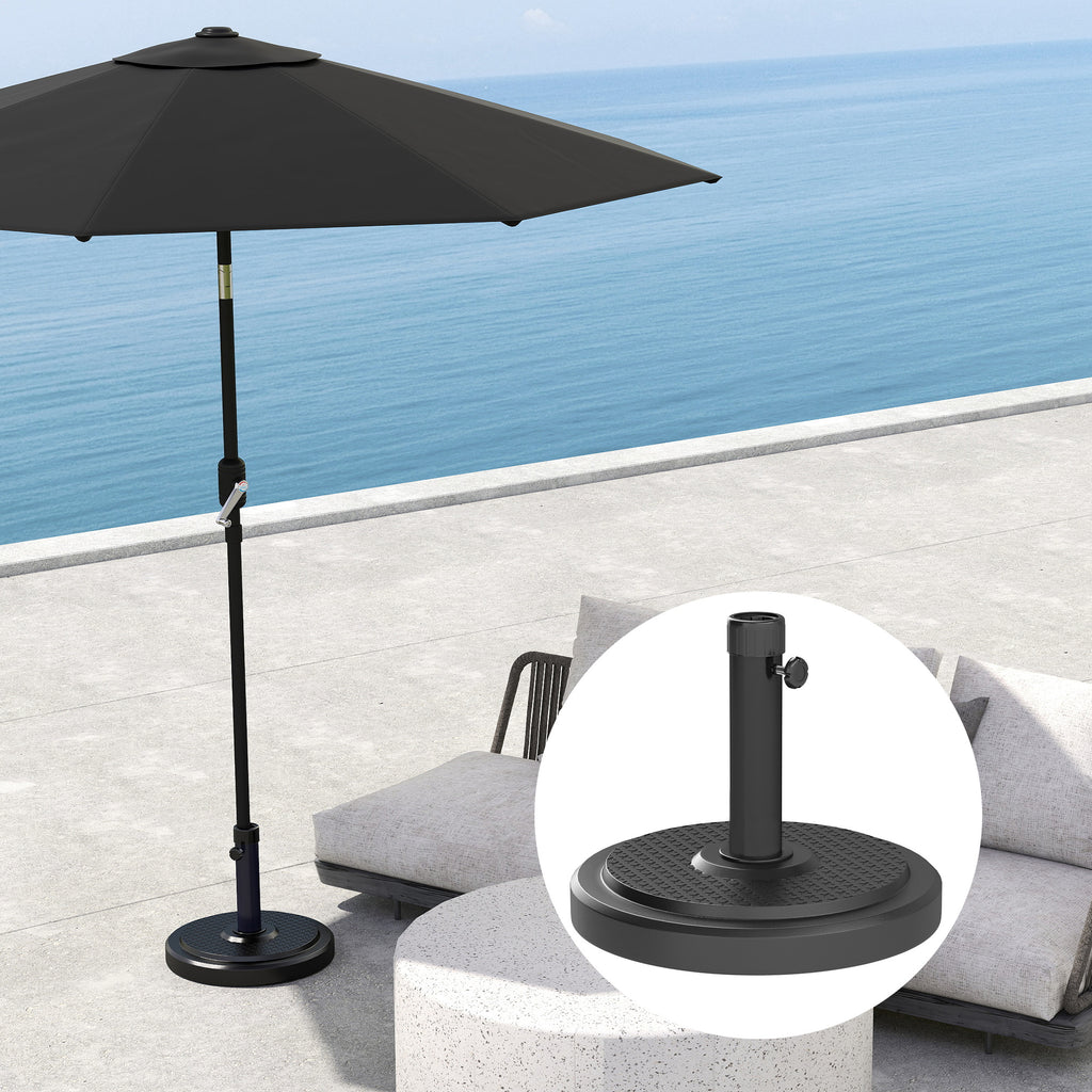 22 kg Round Umbrella Base for Umbrellas Max. 2.8 m and 38 mm or 48 mm Poles, Black
