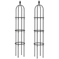 Outsunny 2-Piece 1.7m Tall Rustproof Steel Climbing Plant Supports with Decorative Trim, Black
