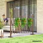 Outsunny Adjustable Width Garden Fence, Metal and Aluminum, 250x31x103.5 cm, Brown