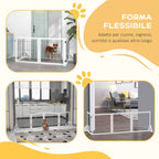 PawHut Folding Dog Gate with 4 Panels and Triangular Feet, 280x70 cm, White