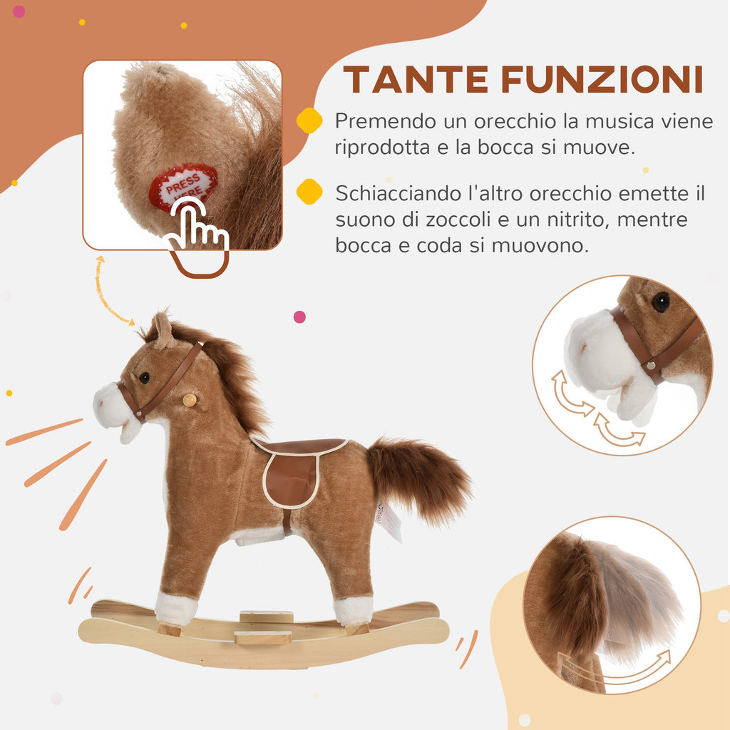 Rocking Horse Toy with Realistic Sounds for Babies 36-72 Months, Includes 2 AA Batteries, Brown