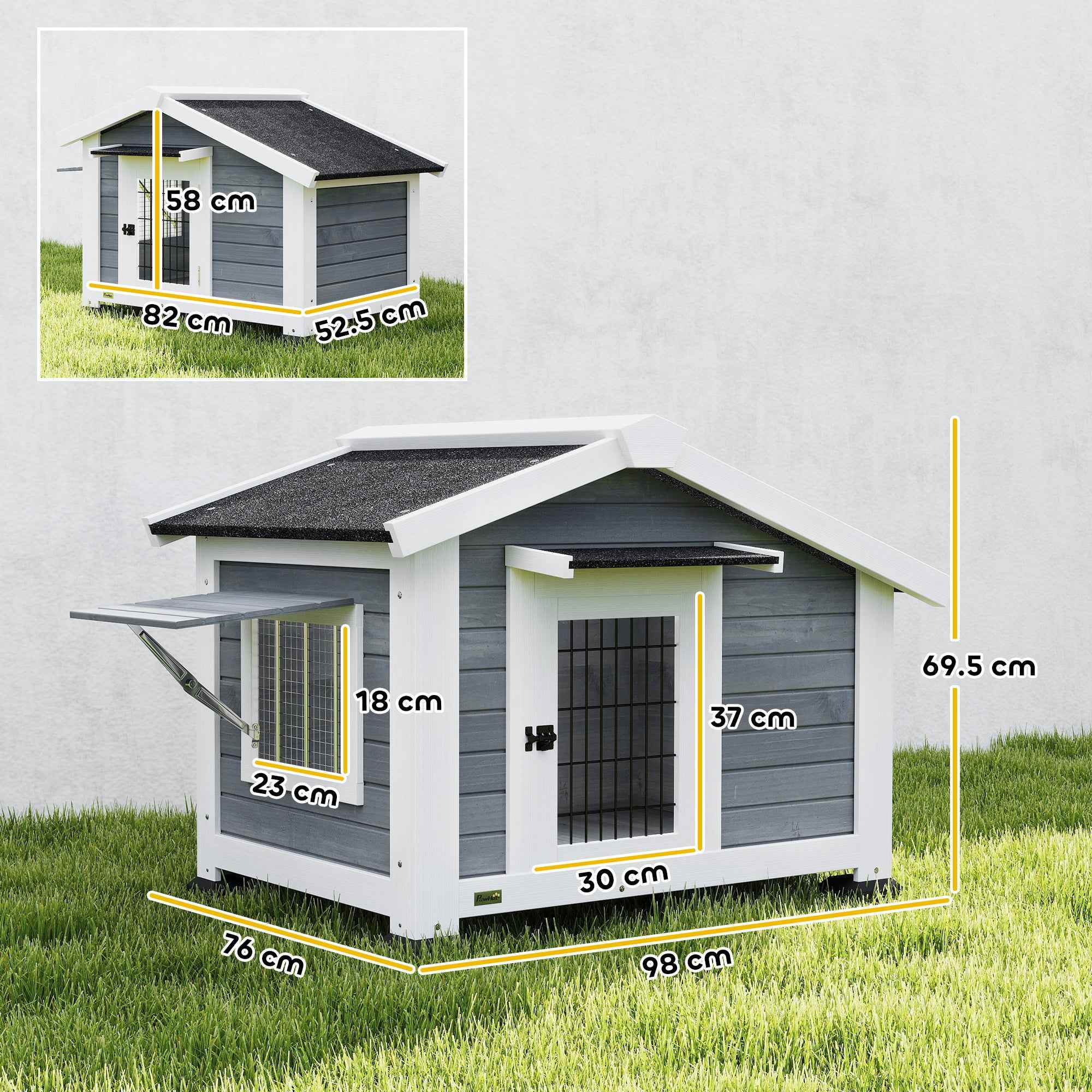 PawHut Dog Kennel Outdoor Wooden Dog House, 98x76x69.5cm