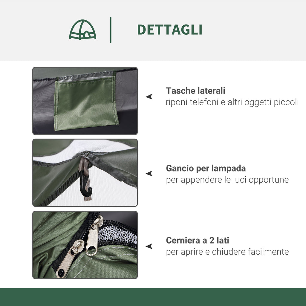 Igloo Camping Tent with Zipper Door, Mosquito Net and Mesh Windows, 206x152x110 cm, Green