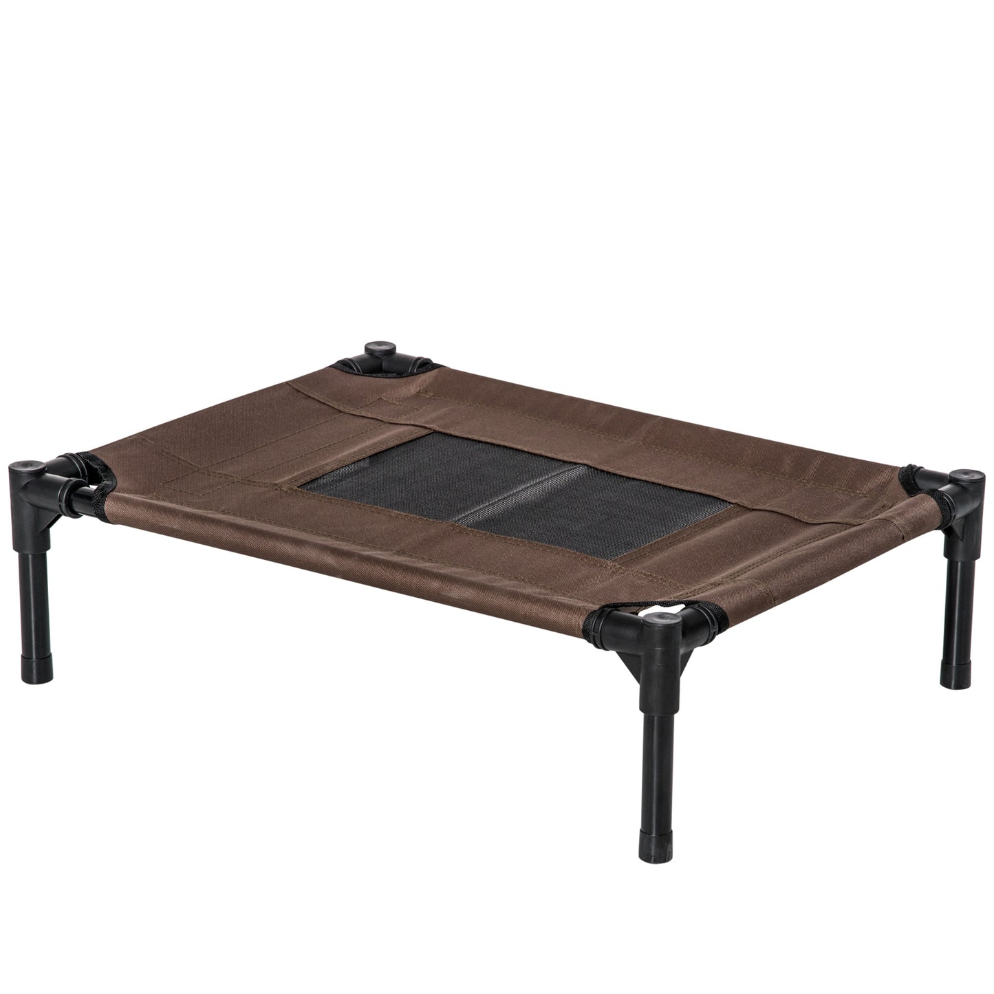 PawHut Raised Dog Bed with Breathable Seat, in Steel and Fabric, 61x46x18 cm, Black and Coffee - Borgè