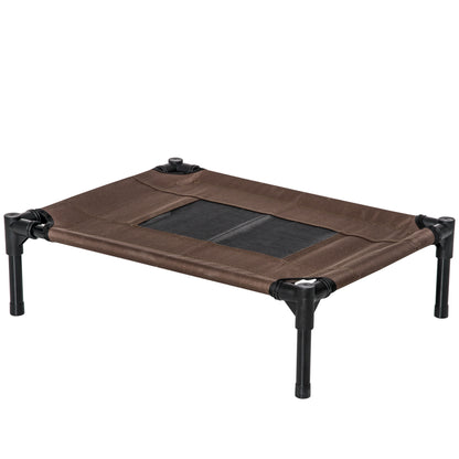 PawHut Raised Dog Bed with Breathable Seat, in Steel and Fabric, 61x46x18 cm, Black and Coffee - Borgè