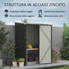 Garden Shed Tool Storage Shed in Steel Sheet with Lock, 161.5x94. 5x196cm, Black - Borge' Group Limited