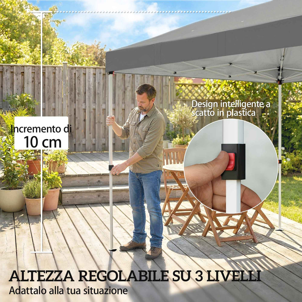 Outsunny 3x6m Pop Up Folding Gazebo with 6 Side Walls, Sandbags, Wheeled Bag, UV50+, Dark Grey