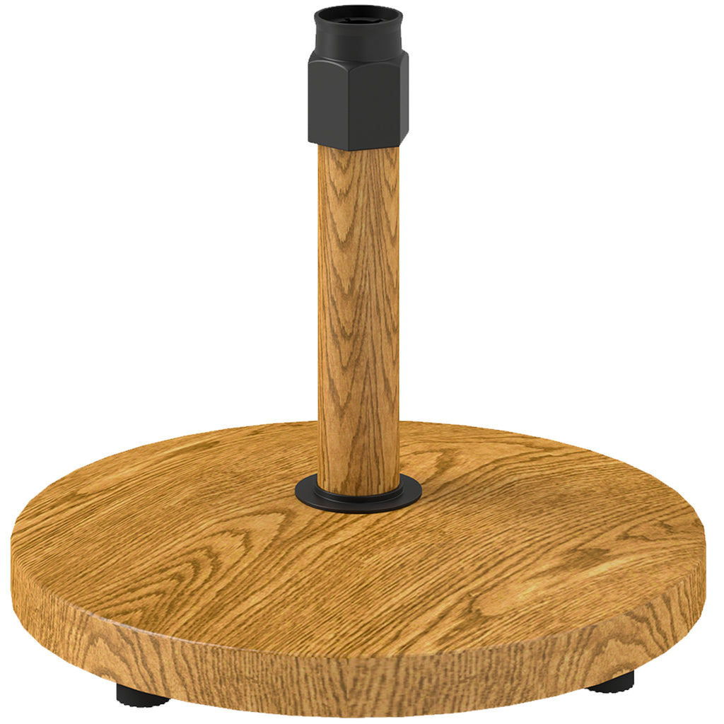 4 Wheel Umbrella Base with Brakes, in Cement and Metal, Ø48x44 cm, Wood Color