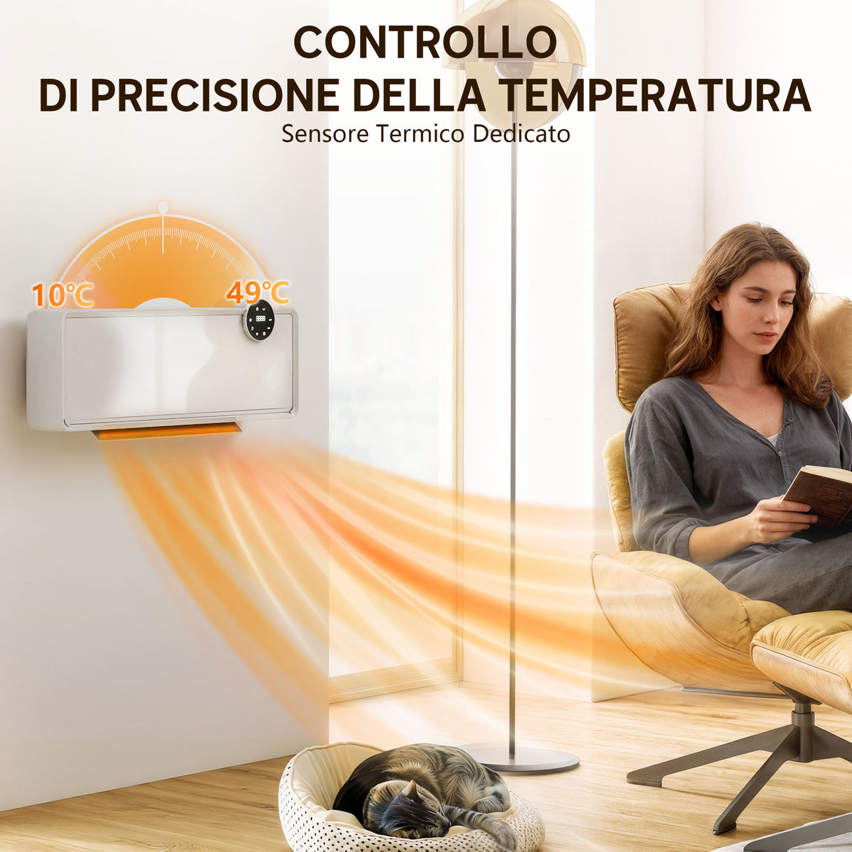 2000W Electric Ceramic Heater Wall Mounted with 3 Modes, Adjustable Temperature, Timer and Remote Control, White