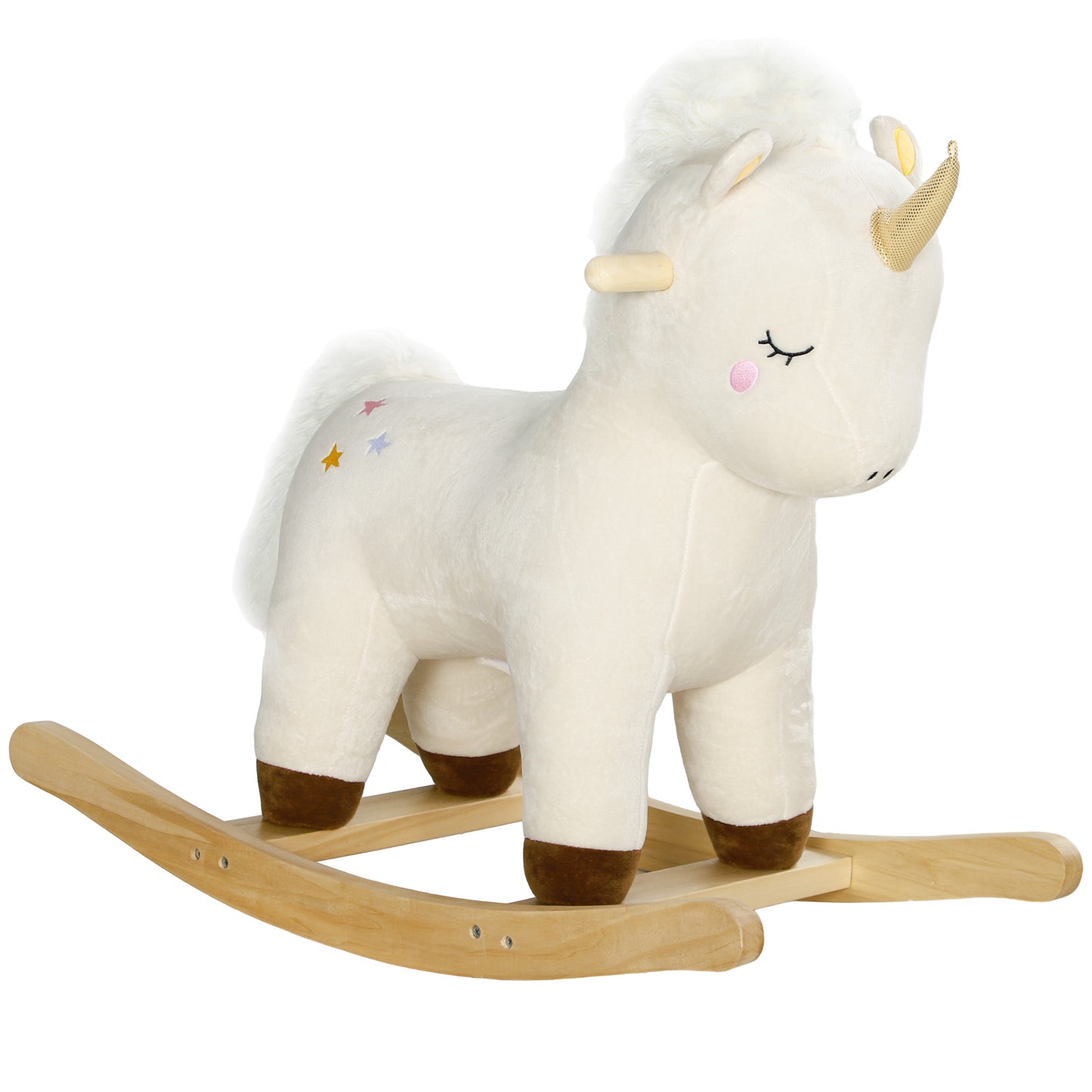 Unicorn Rocking Horse for Children 2-4 Years with Sounds and Soft Cover, White