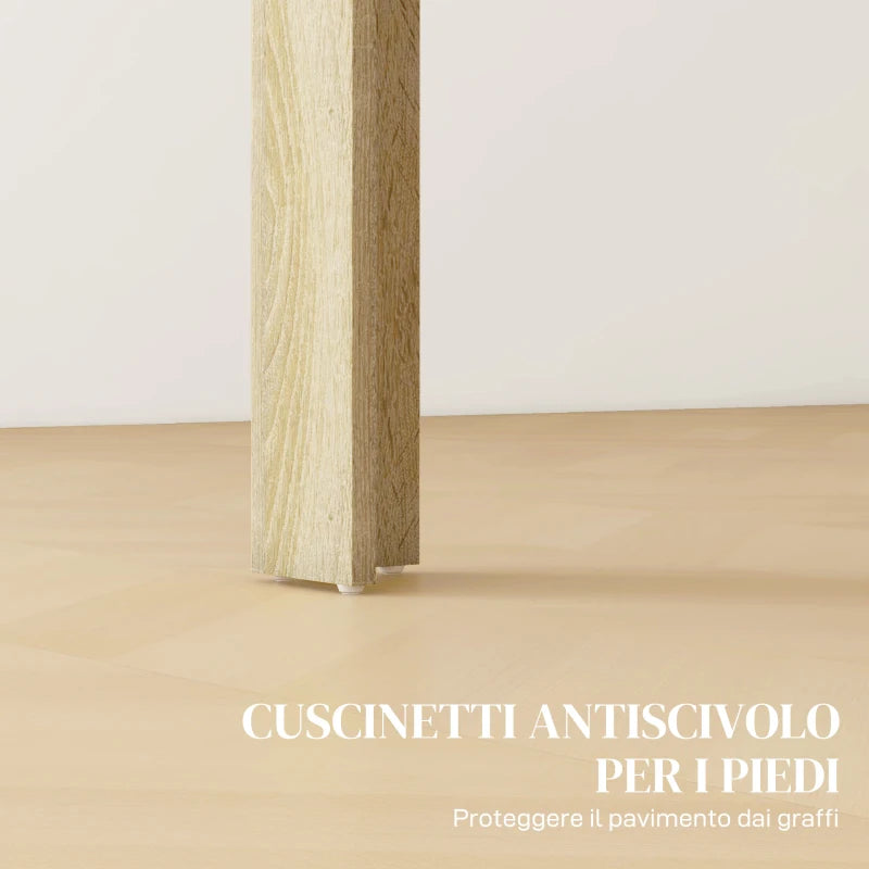 Modern Dining Table for 6 People Maximum Comfort and Style Dimensions: 140x89.5x75 cm Elegant White and Oak Finish - Borgè