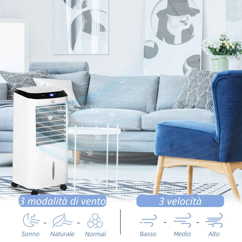 10L 4-in-1 Air Cooler with Humidifier, 8-Hour Timer and Remote Control, 38.2 x 31.6 x 76 cm, ABS, White and Black