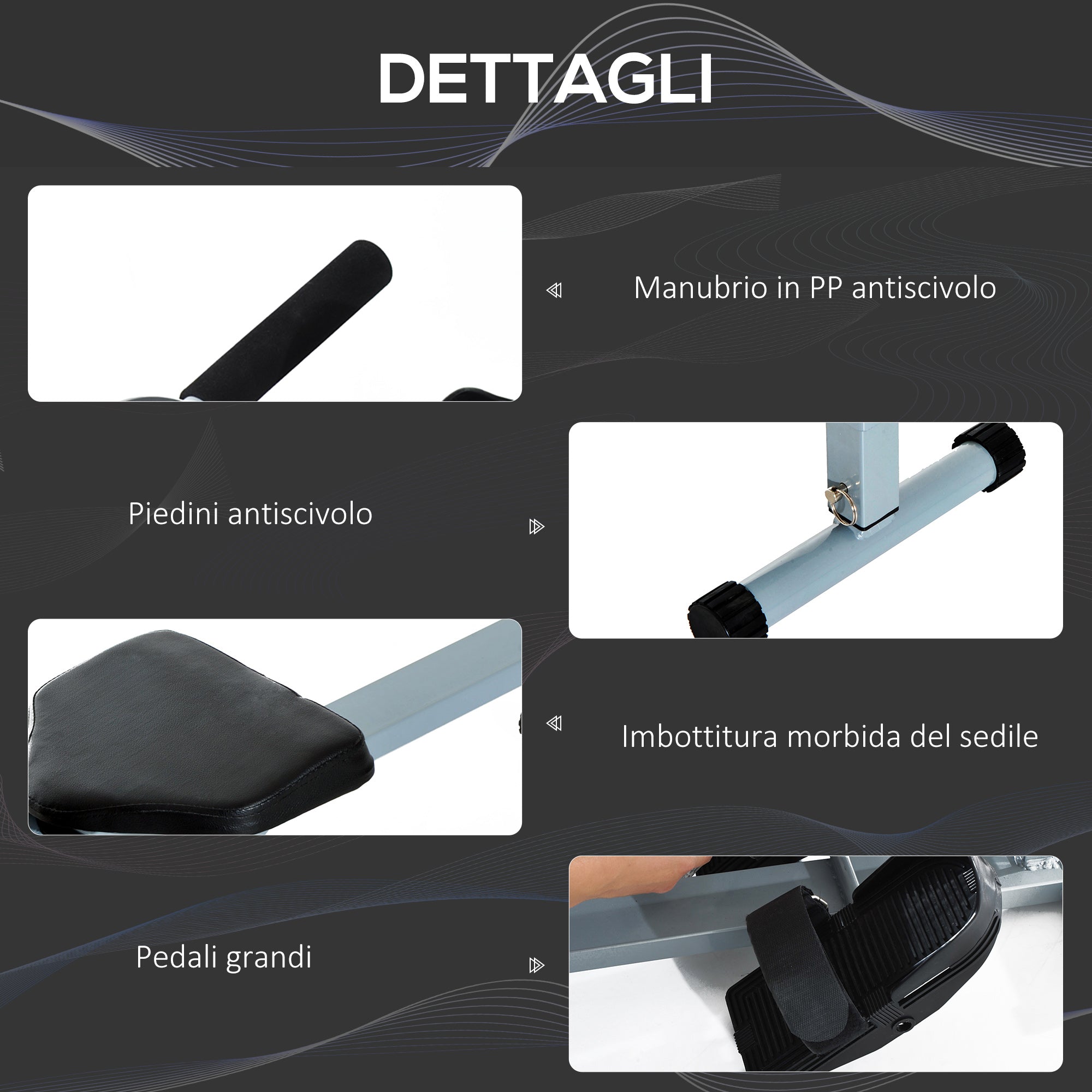 Professional Rowing Machine with Central Pull for Home Training Space Saving with Display 130 x 47.5 x 67cm