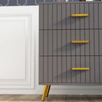 Modern 3 Drawer Chest of Drawers in Wood and Aluminum, 60x40x71.5 cm, Gold and Dark Grey