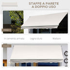 Outsunny 3x2m Adjustable 5°-35° Aluminum and Polyester Awning, Cream White