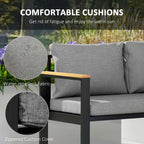 Outsunny garden living room with outdoor sofa, 2 armchairs and aluminum table, gray - Borgè