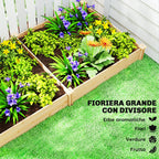 Outsunny Vegetable Garden in Box with Central Divider and Open Bottom, in Fir Wood, 235x121x26 cm, Wood Color
