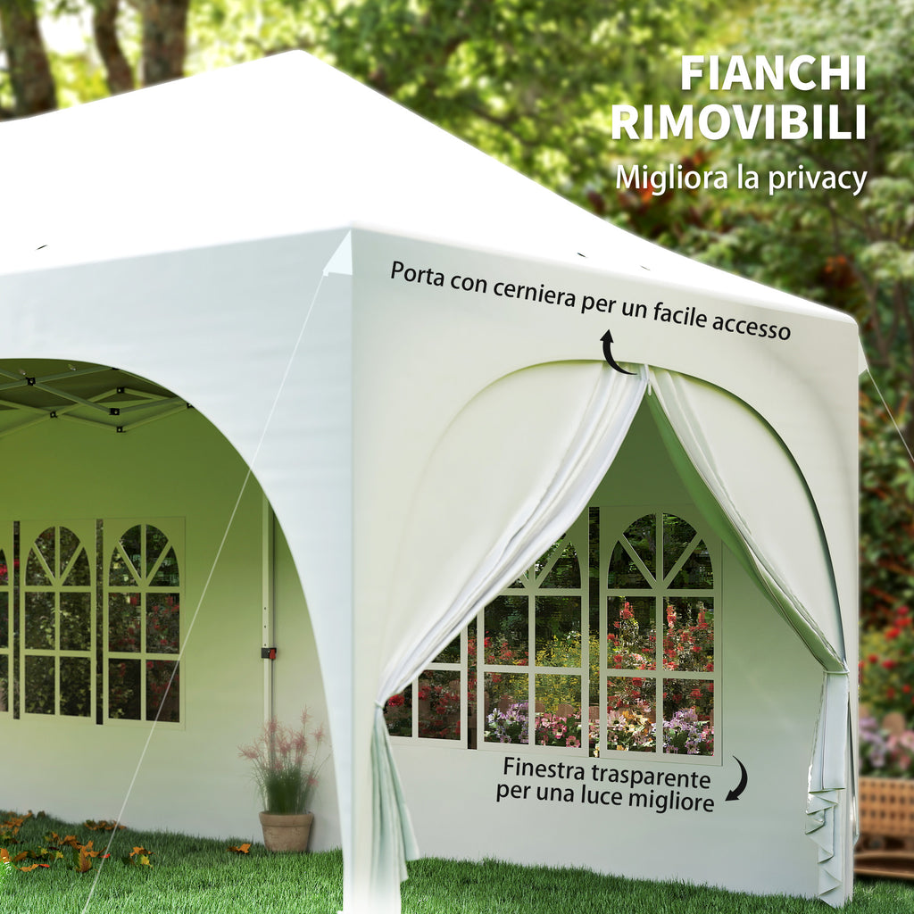 Outsunny 3x6m Folding Garden Gazebo with Removable Walls and Carry Bag, White