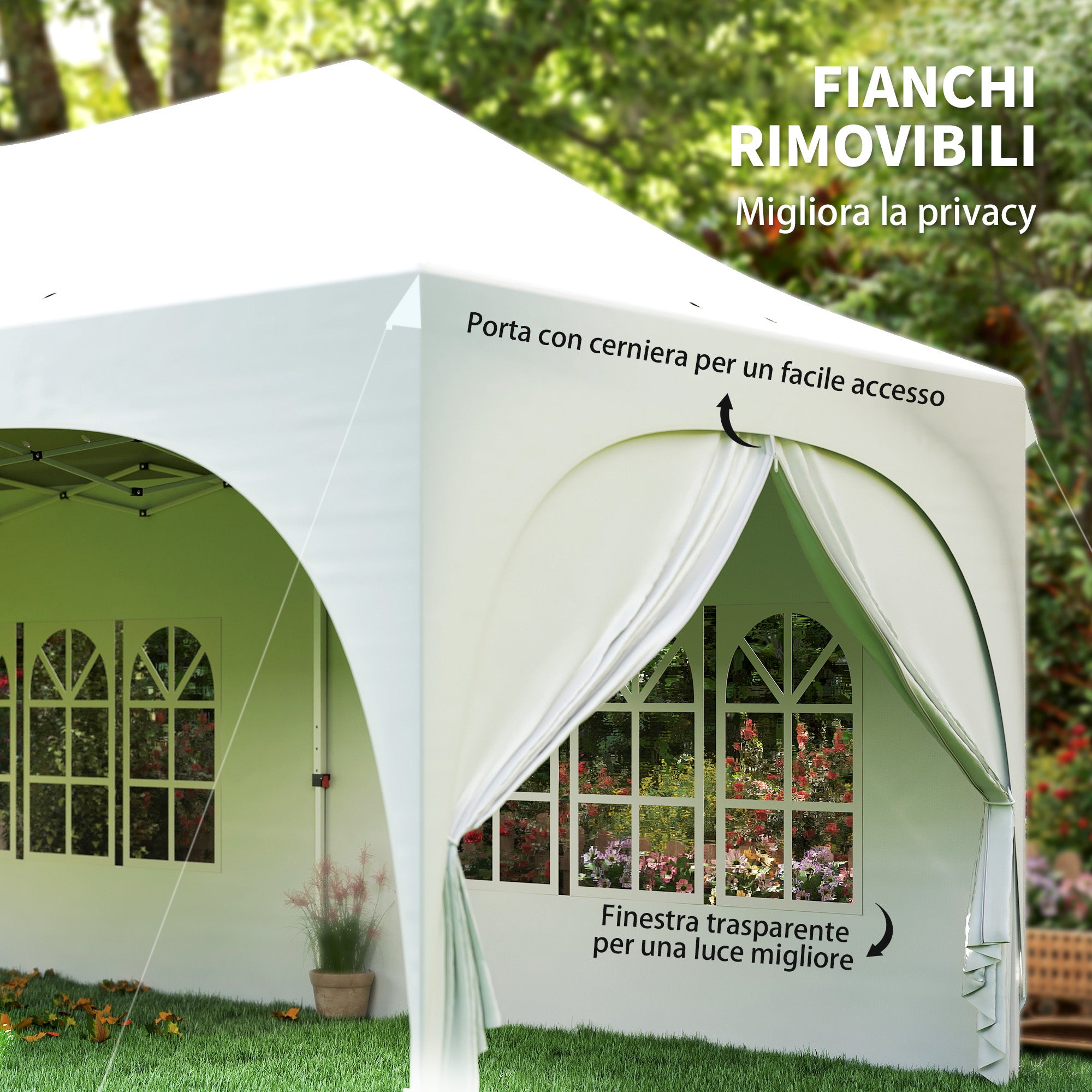 Outsunny 3x6m Folding Garden Gazebo with Removable Walls and Carry Bag, White