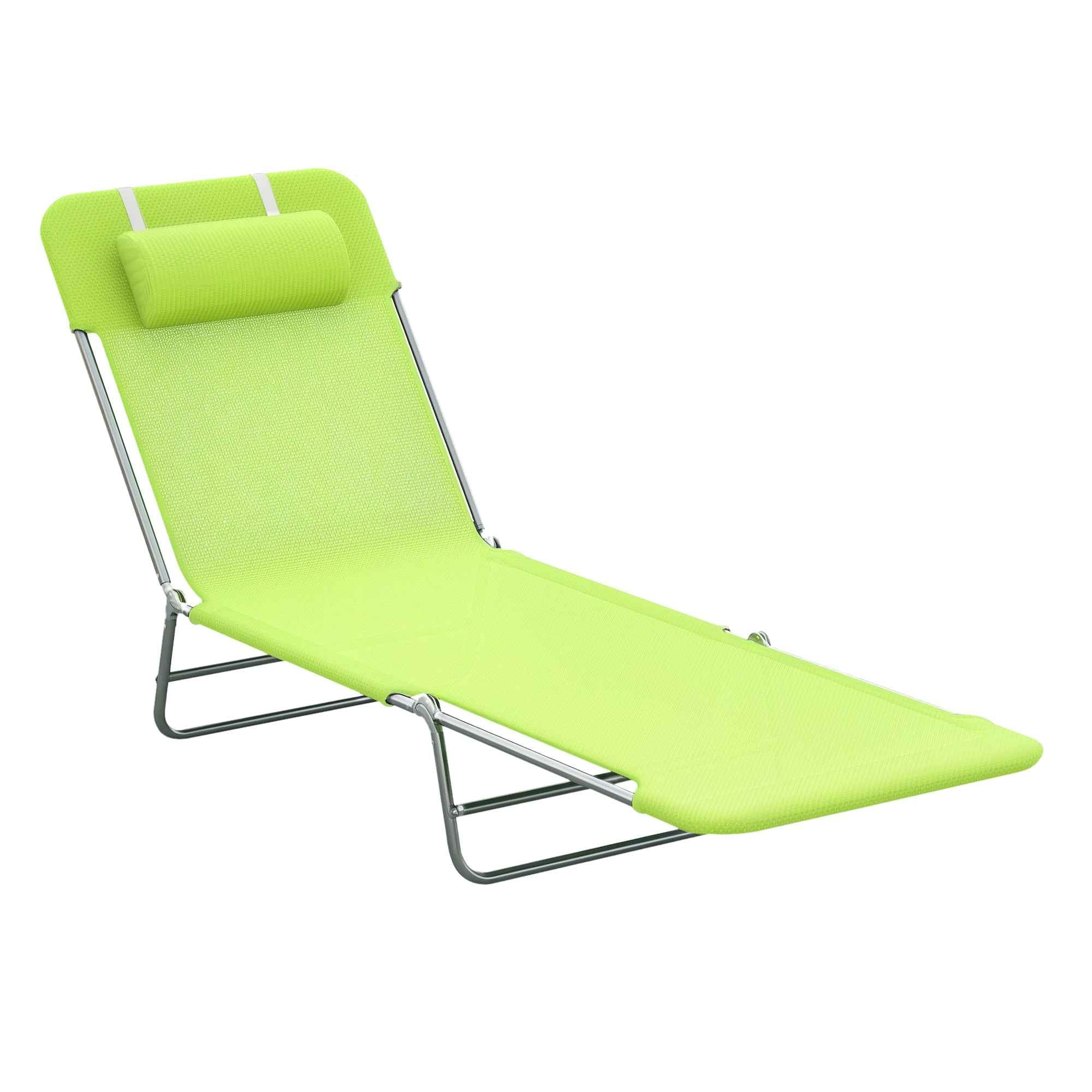Outsunny Folding Sun Lounger with Reclining Backrest and Cushion, 182x56x24.5cm