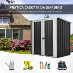 Steel Sheet Garden Shed with Double Door, 147x86x134cm, Black and White - Borge' Group Limited