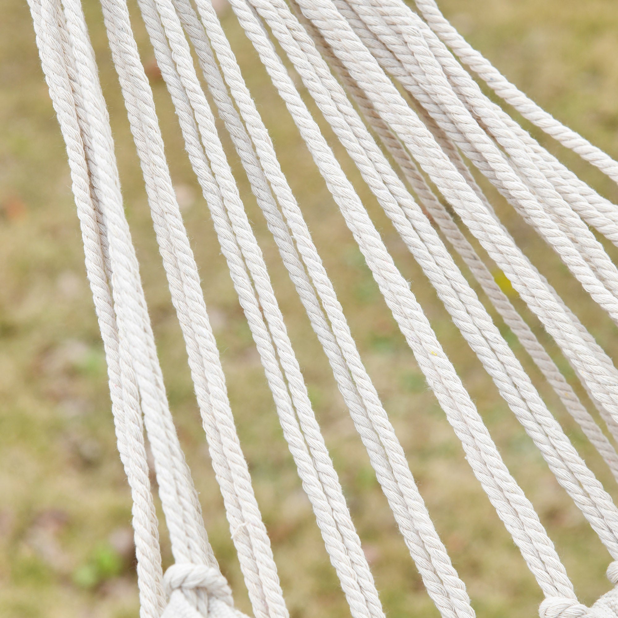 Boho Style Fringe Hanging Canvas Garden Hammock, 288x150cm, 120kg Capacity, Cream