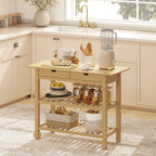 Bamboo Kitchen Cart with 2 Drawers, 2 Slatted Shelves and 2 Wheels, 100x43x75 cm, Wood