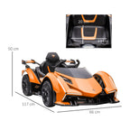 Homcom electric car for children Lamborghini with remote control, LED headlights and music, age 3+ years, orange - Borgè